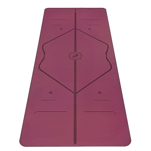LIFORME Yogamatte - Die Weltweit Beste Umweltfreundliche, rutschfeste Yoga Matte Mit Dem Originalen Einzigartigen Ausrichtungsmarkierungssystem - Biologisch Abbaubare Matte (Maroon) von LIFORME