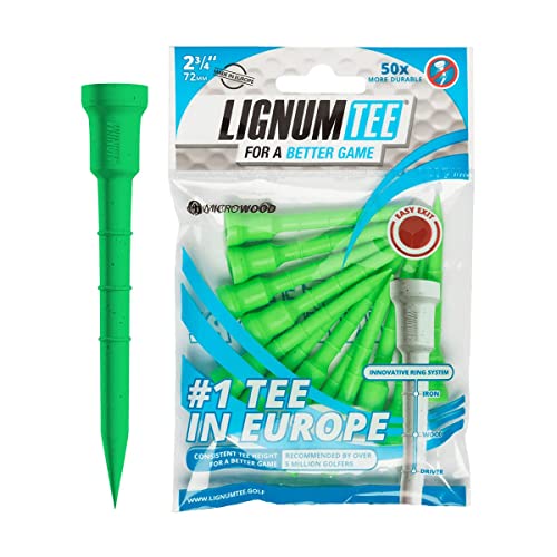 LIGNUM 50 x langlebigere Microwood-Golf-Tees 2 3/4 Zoll – 72 mm / verstellbares Golf-Tee/Innovative Holzfaser und natürliche Klebstoffe/Golf Tees 2 3/4, Tees Golf, Golfball-Tees / 12 Stück von LIGNUM