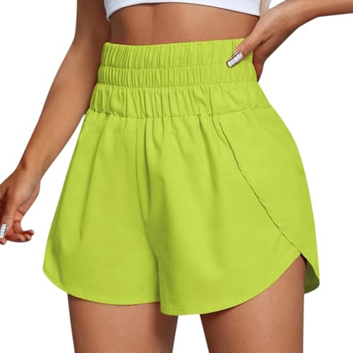 LIHWKD Laufshorts für Damen, lässige Baggy-Tennisshorts, sportliche Damen-Shorts mit hoher Taille (Light Green,XL) von LIHWKD