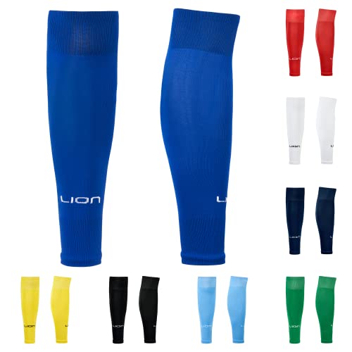 Fußballsocken-Ärmel für Griffsocken – passt über Waden- und Schienbeinschoner – Farben passend zu Ihrem Team-Kit (rot und weiß) von LION SPORTSWEAR
