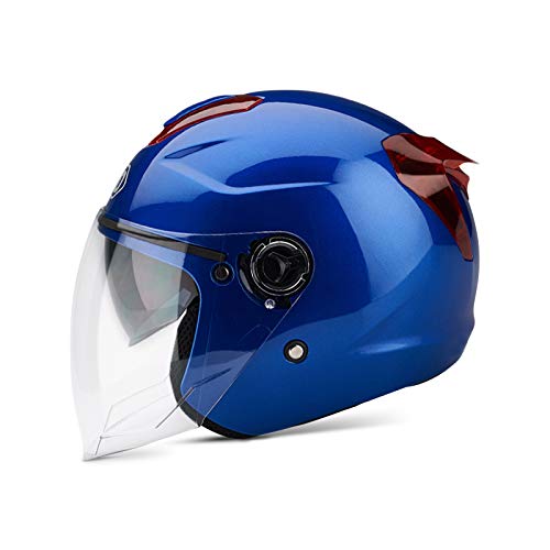 LIONCIANO Helm Für Erwachsene Mit Doppelvisier, 7-Absätze-Sicherheitsschnalle, Abs-Schale Kombiniert Mit Eps-Pufferschicht Für Besseren Fahrschutz(Blau, 56-60CM) von LIONCIANO