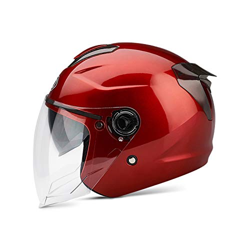 LIONCIANO Helm Für Erwachsene Mit Doppelvisier, 7-Absätze-Sicherheitsschnalle, Abs-Schale Kombiniert Mit Eps-Pufferschicht Für Besseren Fahrschutz(Rot, 56-60CM) von LIONCIANO