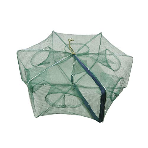 Faltbarer Köder Cast Mesh Trap Net Tragbare Fischernetz Garnelen Käfig für Fisch Hummer Garnele Minnow Crayfish Crab Schwimmkreis 6 Löcher von LIOOBO