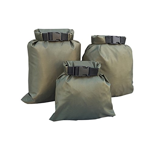 LIOOBO 3PCS Waterproof Dry Bags Set Small Storage Pouch Bags for Water Sports Boating Kayaking Rafting Fishing Floating,1,5L+2,5L+3,5L,Army Green von LIOOBO