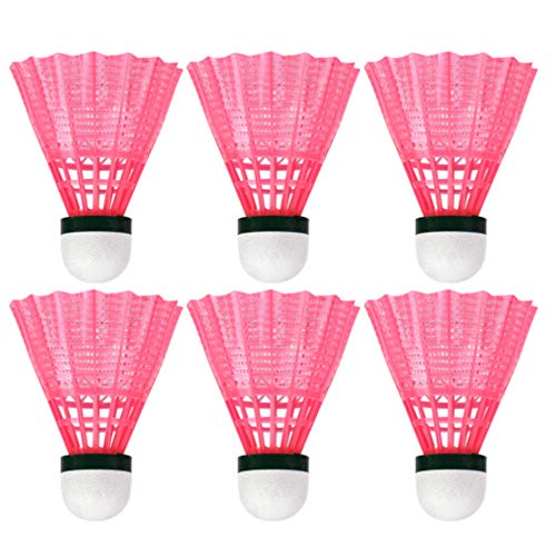 LIOOBO 6 Stück Kunststoff Badminton Ball langlebig Sport Trainingsball Federbälle Spielen Bälle für Outdoor-Schulübung Zubehör - pink von LIOOBO