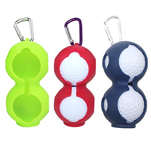 LIOOBO Silikon Golfball Tasche Halter Taillentasche Aufbewahrungstasche mit Karabiner für Golfball Mann Damen Golf Sport 3 stücke (Rot/Blau/Grün) von LIOOBO