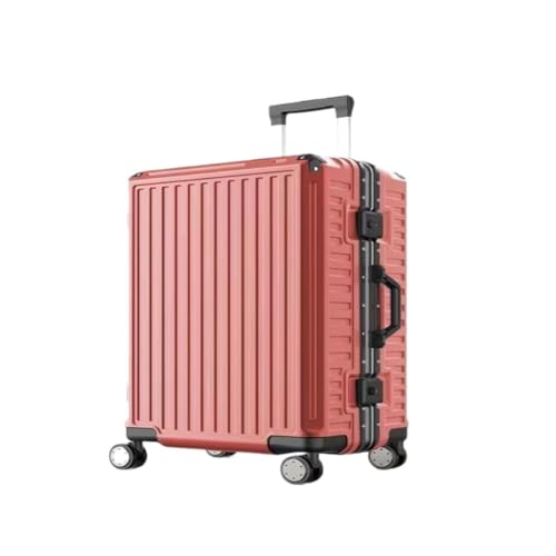 LIPPSYYDS Trolley-Koffer Aluminiumrahmen, Metallseitenkoffer, 26-Zoll-Anti-Fall-Zugstange, Business-Koffer, multifunktionaler Boarding-Koffer Reisekoffer (Color : Pink, Size : 24in) von LIPPSYYDS