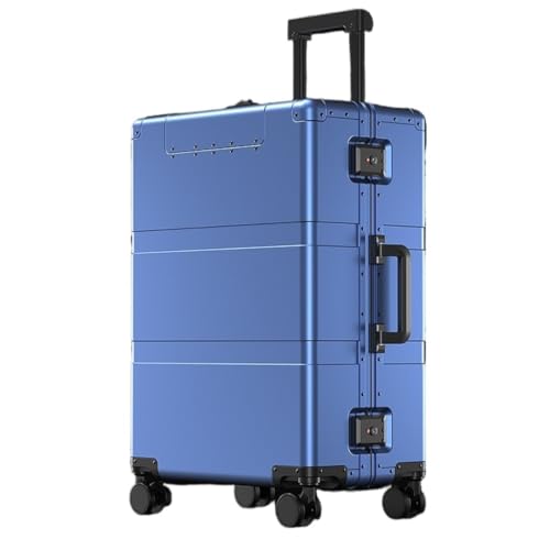 LIPPSYYDS Trolley-Koffer Offener Koffer aus Aluminium-Magnesium-Legierung, 20-Zoll-Boarding-Koffer, 24-Zoll-Business-Trolley, Metallkoffer Reisekoffer (Color : Blue, Size : 20IN) von LIPPSYYDS