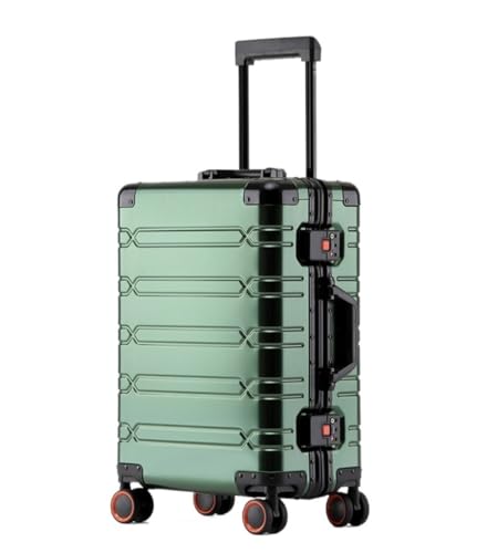 LIPPSYYDS Trolley-Koffer Vollaluminium-Koffer Aus Magnesiumlegierung, Universalrad, Hochwertiger Trolley-Koffer Mit Aluminiumrahmen, 20-Zoll-Koffer Reisekoffer (Color : Green, Size : 24in) von LIPPSYYDS