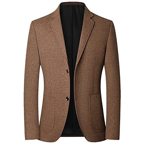 LIRU Blazer Herren,2 Button Anzug Mantel Braun Jacken Mantel Unifarben Blazer Regular Fit Formelles Kleid Jacke Elegant Formelle Anzug Jacke Geeignet Für Party Date Smart Blazer,M von LIRU