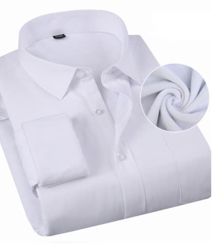 LIRU Flanellhemd,Herren Thermohemd Weißes Flanellhemd Plus Größe Dickes Hemd Plüsch Businesshemd Winter Holzfäller Arbeitshemd Für Männer, M von LIRU