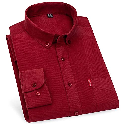 LIRU Flanellhemd Herren,Herren Freizeithemd Rotes Cordhemd Klassisches Flanell Businesshemd Holzfäller Arbeitshemd Warmes Hemd Für Herren Langarm Sweatshirt,S von LIRU