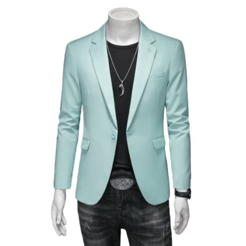 LIRU Sakko Herren Sportlich,Anzug Mantel 1 Button Mint Green Jacken Mantel Reine Farbe Blazer Regular Fit Formal Business Anzug Jacken Elegant Formal Anzugjacke Geeignet Für Party Hochzeit Smoking, M von LIRU