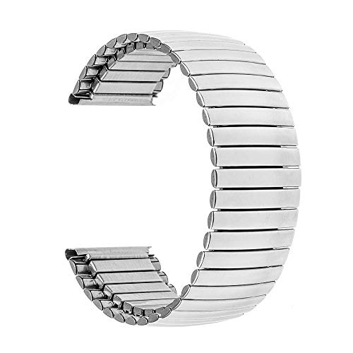 Uhrenarmbänder, Armband aus elastischem Edelstahl 16 mm 18 mm 20 mm 22 mm 24 mm Ersatz-Uhrenarmband Universal Armband Link Armband Silber # D34 von LIUCY