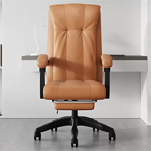 Bürostuhl mit hoher Rückenlehne und Fußstütze, ergonomischer Chefbürostuhl, höhenverstellbar, um 360° drehbar, mit gepolsterten Armlehnen und Kippfunktion, für Schlafzimmer im Home-Office,Orange von LIUNJHUY