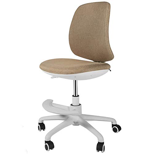 Ergonomischer Stuhl, niedrige Rückenlehne, Computerarbeitsplatz, Schreibtischstuhl mit Lenkrollen, modischer, atmungsaktiver Bürostuhl aus Leinen mit höhenverstellbarem Drehsitz (Farbe: Khaki, Größe: von LIUNJHUY