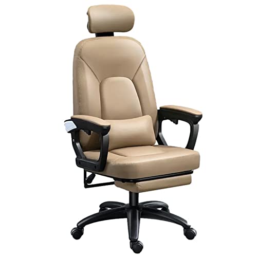 Home-Office-Stuhl mit hoher Rückenlehne, gepolsterten Armlehnen und einziehbarer Fußstütze, höhen- und neigungsverstellbarer Chefbürostuhl, ergonomischer Computer-Dreh-Designerstuhl aus Kunstleder, von LIUNJHUY