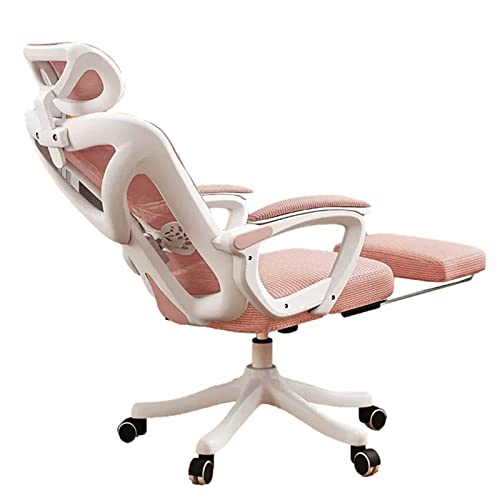 LIUNJHUY 360°-Drehstuhl, Chefsessel mit Rollen, Home-Office-Stuhl mit Kopfstütze und Rückenlehne, ergonomischer Bürostuhl mit Fußstütze, Pink Interesting von LIUNJHUY