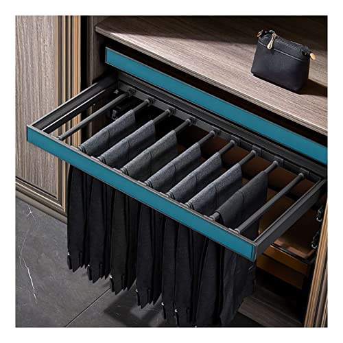 LIUNJHUY Ausziehbarer Kleiderschrank-Schubladen-Hosenständer, Aufbewahrungsständer für Schals und Hosen, verstellbare Breite, geeignet für Kleiderschränke und Ankleidezimmer (blau 60 cm) Interesting von LIUNJHUY