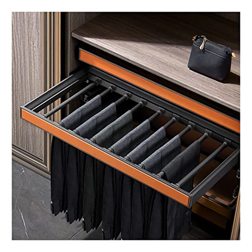 LIUNJHUY Ausziehbarer Kleiderschrank-Schubladen-Hosenständer, Schal- und Hosen-Aufbewahrungsregal, verstellbare Breite, geeignet für Kleiderschränke und Ankleidezimmer (Orange 100 cm) Interesting von LIUNJHUY