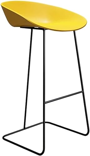 LIUNJHUY Barhocker, Barhocker, einfacher Industrie-Stil, Frühstücksstuhl für Zuhause und Küche, Rezeption, Sitzhöhe 65 cm, 70 cm, 75 cm, gelbe Sitzfläche (75 cm) Interesting von LIUNJHUY