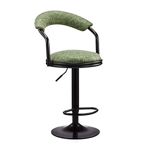 LIUNJHUY Barhocker, Stoffkissen, höhenverstellbare Barstühle aus Kunstleder, 360° drehbarer Küchenhocker mit Rückenlehne und Fußstütze (Farbe: Grün) Interesting von LIUNJHUY