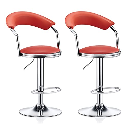 LIUNJHUY Barhocker Moderne Barhocker 2er-Set, drehbarer Design-PU-Barhocker, höhenverstellbarer eleganter Stuhl, für Zuhause/Küche/Pub/Esszimmer (Farbe: Rot, Größe: 2 Stück) Interesting von LIUNJHUY