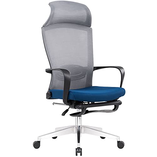 LIUNJHUY Bürostuhl, ergonomischer Chef-Netz-Schreibtischstuhl, bequemer Heim-Gaming-Stuhl mit Fußstütze und höhenverstellbarem, neigbarem Arbeitsstuhl (blau) Interesting von LIUNJHUY