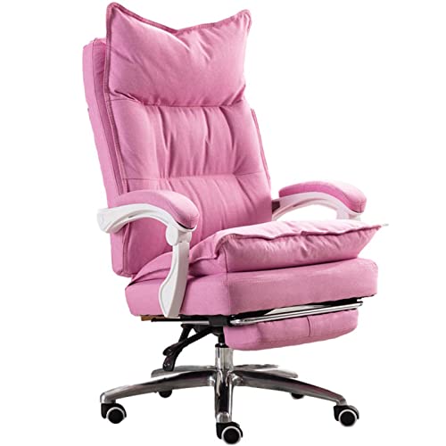 LIUNJHUY Bürostuhl mit hoher Rückenlehne, Armlehne und Fußstütze, Gaming-Liegestuhl, Chefbüro-Stoffstuhl, ergonomische PC-Stühle, Verstellbarer Winkel, Heimbüro-Schreibtischstuhl, Pink Interesting von LIUNJHUY