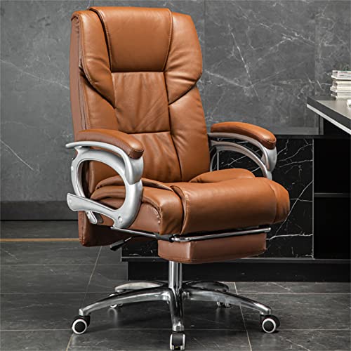 LIUNJHUY Chefbürostuhl, 360° drehbarer Computer-Schreibtischstuhl mit Rückenstütze, 90°-135° neigbarer Bürostuhl, ergonomischer Stuhl aus Mikrofaserleder mit Fußstütze und Verbindungsarmlehnen,Orange von LIUNJHUY