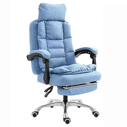 LIUNJHUY Executive-Bürostuhl, Home-Office-Schreibtischstuhl, ergonomischer Bürostuhl, verstellbare Rückenlehne, 360° drehbarer Gaming-Stuhl, mit Fußstütze und Kopfstütze, blau Interesting von LIUNJHUY