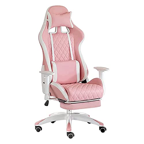 LIUNJHUY Gaming-Stuhl, Racing-Style-Game-Stuhl mit Armlehnen, Verstellbarer Dreh-Bürostuhl mit Kopfstütze, ergonomische Liege-Computerstühle mit Fußstütze (Farbe: Pink) Interesting von LIUNJHUY