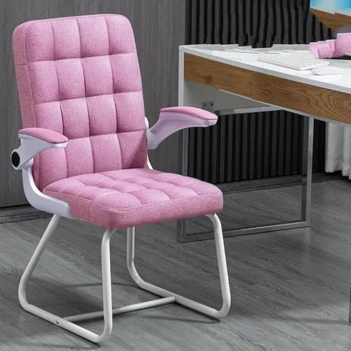 LIUNJHUY Gaming-Stuhl, universell Verstellbarer günstiger Bürostuhl mit Rückenlehne, moderner Meditations-Bürostuhl, mobiles Studienbüro (Farbe: Stil 15, rosa Stoff) Interesting von LIUNJHUY