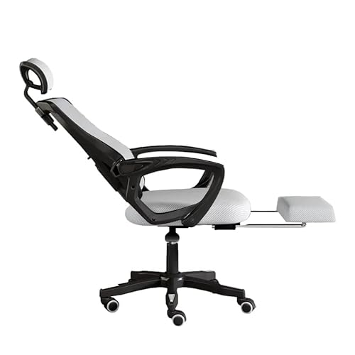 LIUNJHUY Home-Office-Schreibtischstuhl, 360-Grad-Drehstuhl mit Rollen, ergonomischer Bürostuhl mit Fußstütze, mit Verstellbarer Kopfstütze und Rückenlehne, grau Interesting von LIUNJHUY