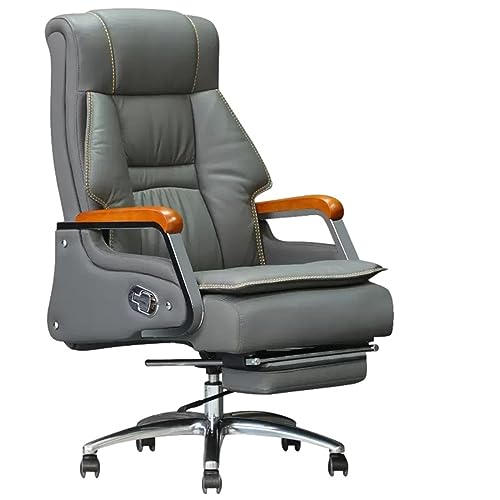 LIUNJHUY Verstellbarer Chefsessel aus Leder, ergonomischer Bürostuhl, Gaming-Stuhl, Drehstuhl mit hoher Rückenlehne, für das Heimbüro, grau Interesting von LIUNJHUY