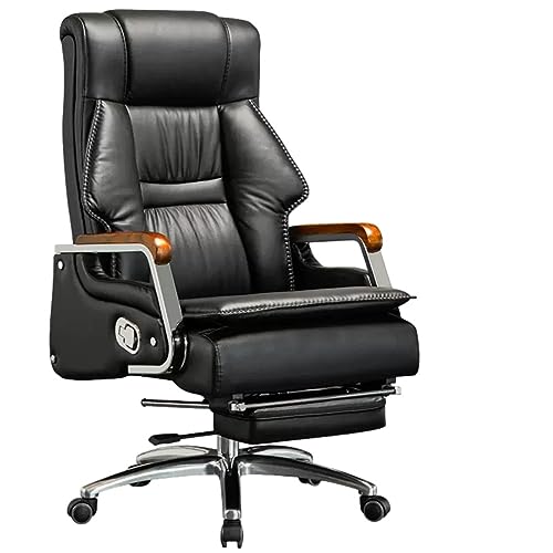 LIUNJHUY Verstellbarer Chefsessel aus Leder, ergonomischer Bürostuhl, Gaming-Stuhl, Drehstuhl mit hoher Rückenlehne, für das Home-Office, schwarz Interesting von LIUNJHUY