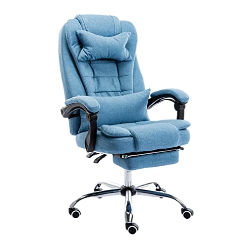 Liegender Bürostuhl mit Fußstütze, Chefbürostuhl mit hoher Rückenlehne und 170°-Neigungsfunktion der Rückenlehne, ergonomischer Drehstuhl mit Lordosenstütze, für das Schlafzimmer im Home Office, Blau von LIUNJHUY