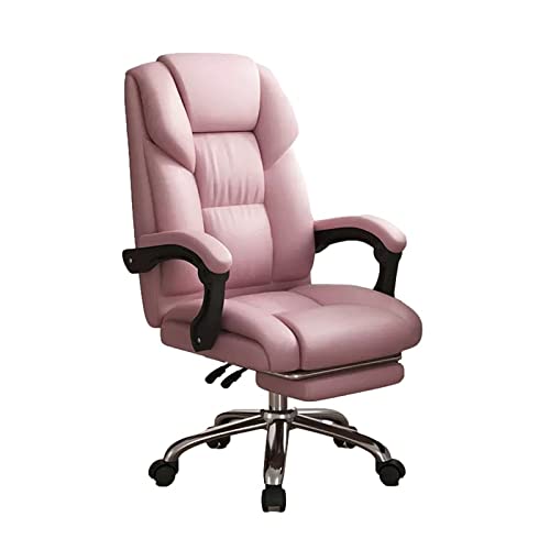 Stuhl aus PU-Leder mit hoher Rückenlehne, ergonomischer Drehstuhl, mit gepolsterten Armlehnen und Fußstütze, verstellbare Höhe und Neigungsfunktion, für das Schlafzimmer zu Hause, Pink interesting von LIUNJHUY