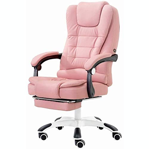 Verstellbarer, ergonomischer Schreibtischstuhl, rosafarbener Bürostuhl mit hoher Rückenlehne, PU-Chefsessel mit Lordosenstützen, Executive-Drehgelenk, PU-Leder-Arbeitsstuhl für Damen, Herren, von LIUNJHUY