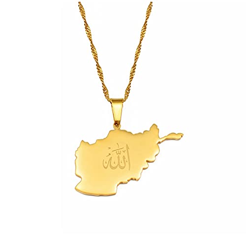 LIUZIXI Afghanistan Map Pendant Necklace - Ethnic Symbol Afghan Country Map Pendant - for Women Men Hip Hop Charm Friendship Jewelry Party Gift,Gold von LIUZIXI
