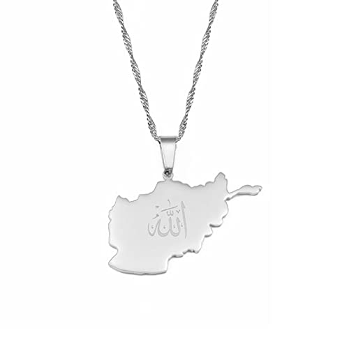 LIUZIXI Afghanistan Map Pendant Necklace - Ethnic Symbol Afghan Country Map Pendant - for Women Men Hip Hop Charm Friendship Jewelry Party Gift,Silver von LIUZIXI