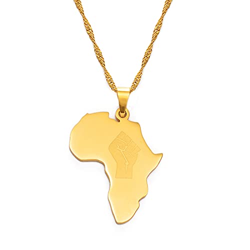 LIUZIXI Africa Map Pendant Necklace - Charm Hip Hop African Country Map Pendant with Fist for Women Men - Polishing Thin Chain Friendship Jewelry Party Gift,Gold von LIUZIXI