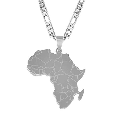 LIUZIXI Africa Map Pendant Necklaces - for Women Men African Country Map Pendant Patriotic National Chain - Unisex Trendy Charm Friendship Jewelry Party Gift,Silver von LIUZIXI
