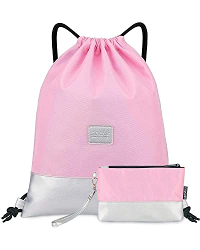 LIVACASA Turnbeutel mit Kordelzug und Innentasche mit Reißverschluss, Sport-Reisetasche, wasserabweisend, leichter Rucksack für Männer und Frauen von LIVACASA