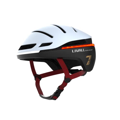 LIVALL EVO21 Smart Helmet, Cycling Mountain Bluetooth Helmet, Sides -Built-in Mic, Bluetooth Speakers, Wireless Turn Signals Tail Lights Setting, SOS Alert, Bike Helmet(White M) von LIVALL riding