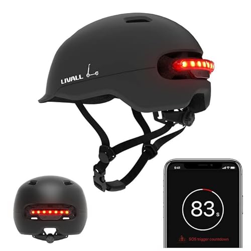 LIVALL Smart Cityhelm, Bluetooth Fahrradhelm für Erwachsene mit Auto-Sensor-LED Rücklicht, Blinker, Radhelm für Stadtpendler Einstellbare Größe für Damen und Herren, Schwarz von LIVALL