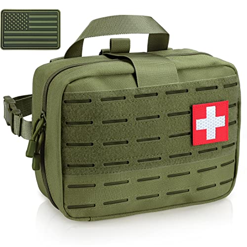 LIVANS Tactical Molle Medical Tasche mit verbesserter Größe, Erste-Hilfe-Tasche, große Kapazität, abnehmbare Schnellverschluss-Tasche mit Kopfstützenhalterung, inklusive Flagge und Kreuz-Patch von LIVANS