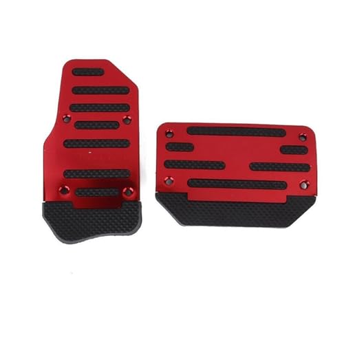 LIXIYOU Bremspedal-Pedal-Set, Universal-Pedal-Set, Aluminiumlegierung, rutschfeste Fußbremsabdeckung, Automatikgetriebe, Autozubehör, 2 Stück (Farbe: Rot / Silber) von LIXIYOU