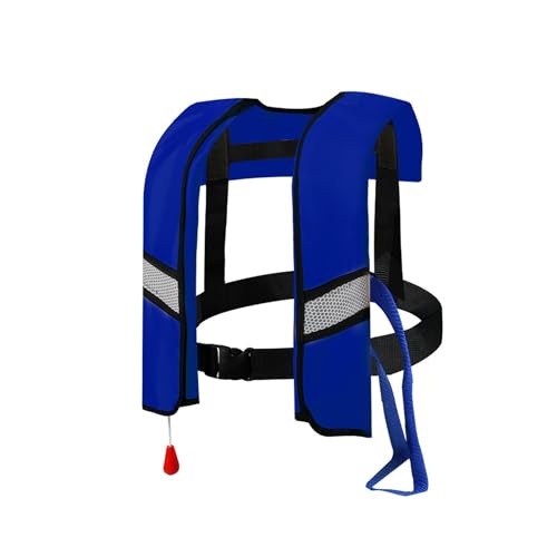 Aufblasbare Schwimmweste für Wassersport Haltbare Schwimmhilfe mit Hohem Auftrieb Wiederverwendbare Rettungsweste mit Reflexstreifen und Rettungspfeife für Surfen und Frachtschiffe(Color:Dark blue,Siz von LIXQQS