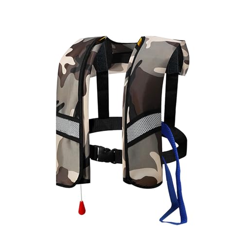 Automatische Aufblasbare Schwimmweste für Erwachsene und Kinder Rettungsweste für Rafting Segeln Kajakfahren und Jet-Ski Sicherheitsweste mit Rettungspfeife Rettungsflotationseinrichtung(Color:Camoufl von LIXQQS